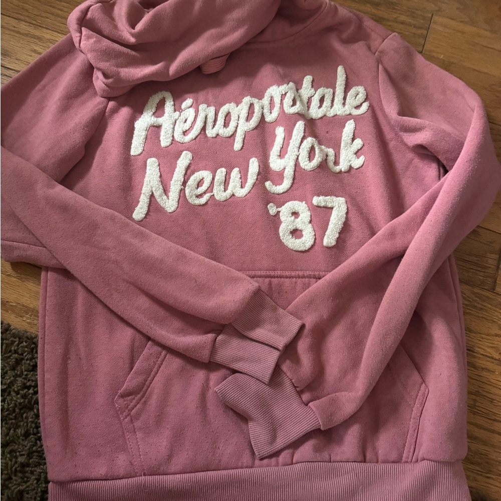 Aeropostale Dusty Rose Hoodie with White Logo